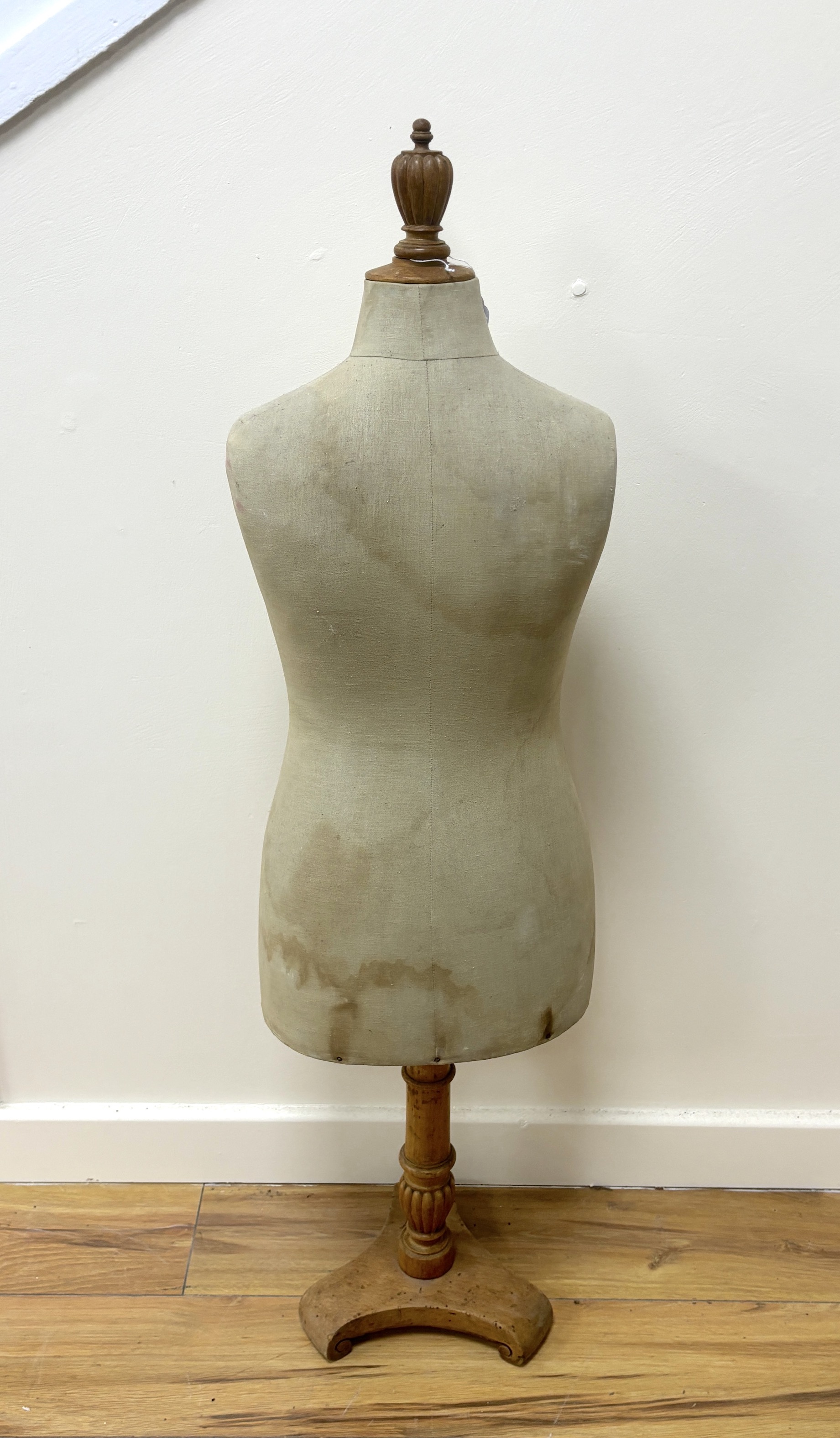 A tailor’s child dummy, Juvenia, Paris, on turned wooden stand 110cm high